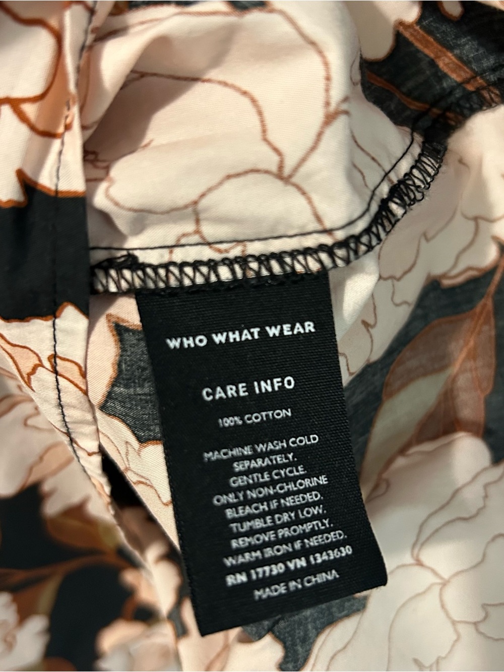 Who What Wear Black Midi Dress with Pink Floral Print - Picture 5 of 5